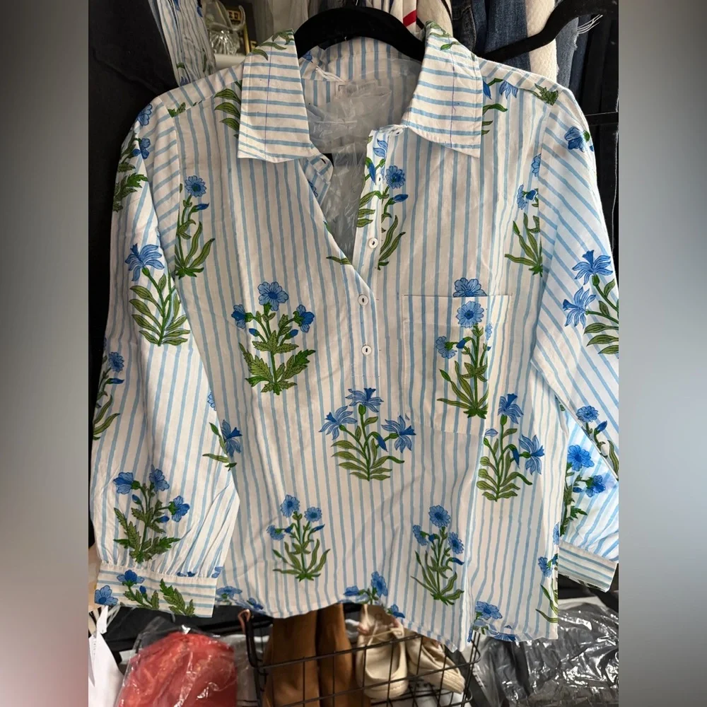 Pink City Prints Lily Stripe Alba Shirt - Small - Picture 6 of 9